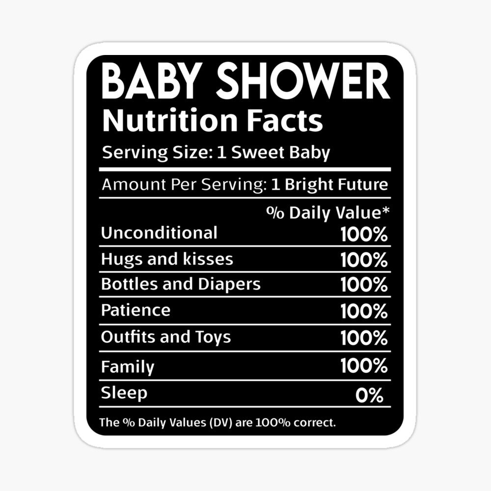 Baby Shower Nutritional Facts White