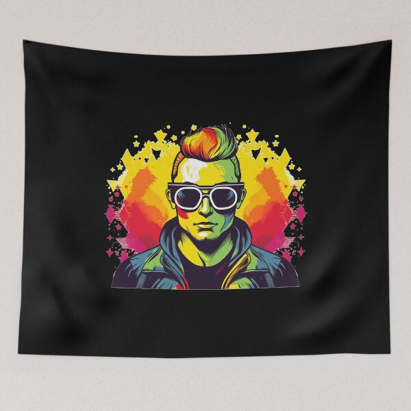 Item preview, DJ Colorful Cool Retro Guy Anime Comic Style designed and sold by MLArtifex.