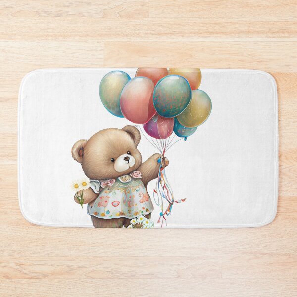 Item preview, Whimsical Bear in a Pretty Dress holding Colorful Balloons designed and sold by Winarrts.