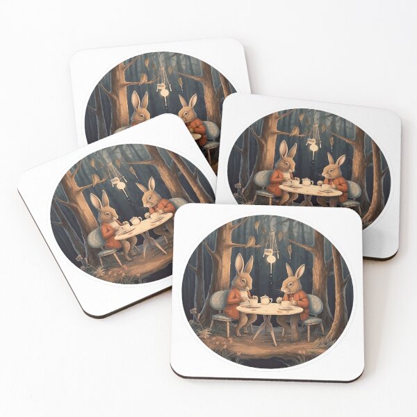 Item preview, Two bunnies drinking tea designed and sold by abmkf.
