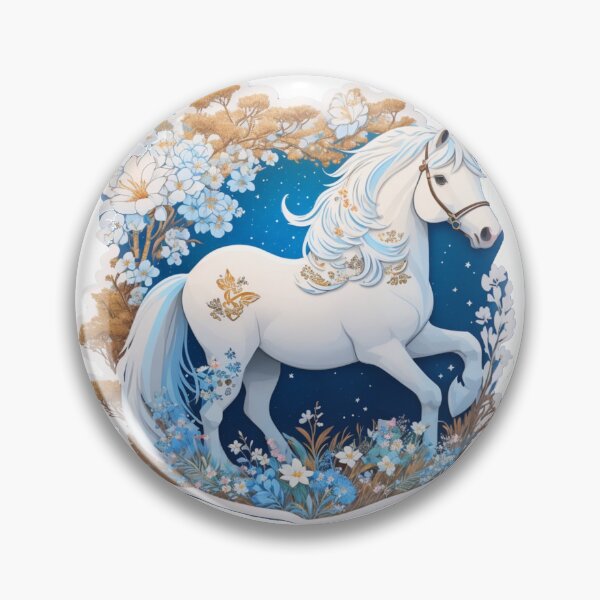 Item preview, white horse among flowers designed and sold by LauraGCastro.
