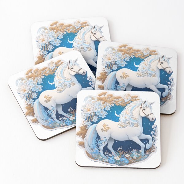 Item preview, white horse among flowers designed and sold by LauraGCastro.