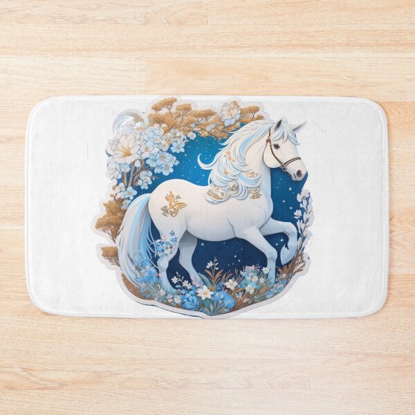 Item preview, white horse among flowers designed and sold by LauraGCastro.