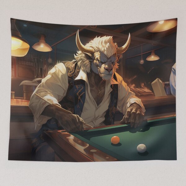 Item preview, Big bull playing billiards designed and sold by RichardDHJ.