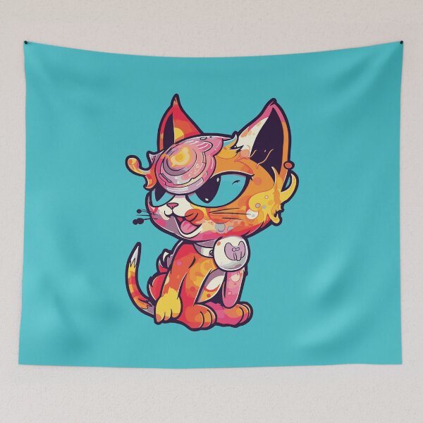Item preview, Futuristic Multicolor Cats #31 demon cat designed and sold by SOVISART.