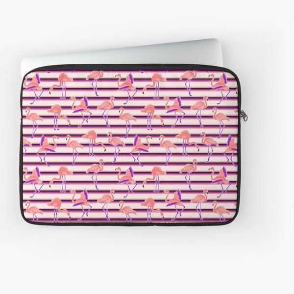 Retro Striped Old School Flamingos Pattern stripes Laptop Sleeve