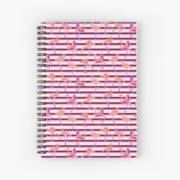 Retro Striped Old School Flamingos Pattern stripes Spiral Notebook