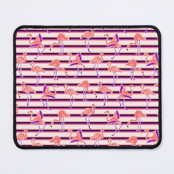 Retro Striped Old School Flamingos Pattern stripes Mouse Pad