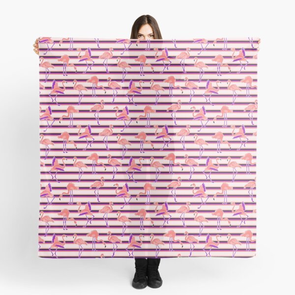 Retro Striped Old School Flamingos Pattern stripes Scarf