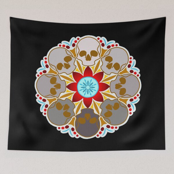 Item preview, Red and Gold Superhero Inspired Skulls and Flowers V1 designed and sold by AutumnJude Rowan.