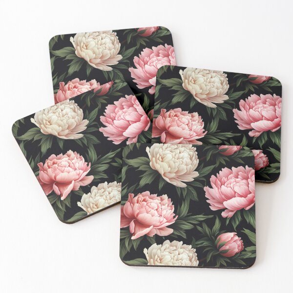 Item preview, Blooming peonies on black designed and sold by Magryt.