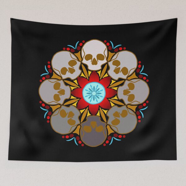 Item preview, Red and Gold Superhero Inspired Skulls and Flowers V2 designed and sold by AutumnJude Rowan.