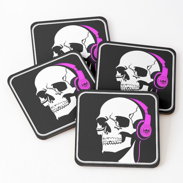 Item preview, Skull With Headphones, Pink, Violet| Listening Music designed and sold by General-Corner.