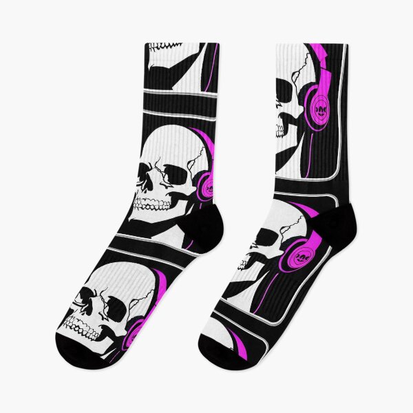 Item preview, Skull With Headphones, Pink, Violet| Listening Music designed and sold by General-Corner.
