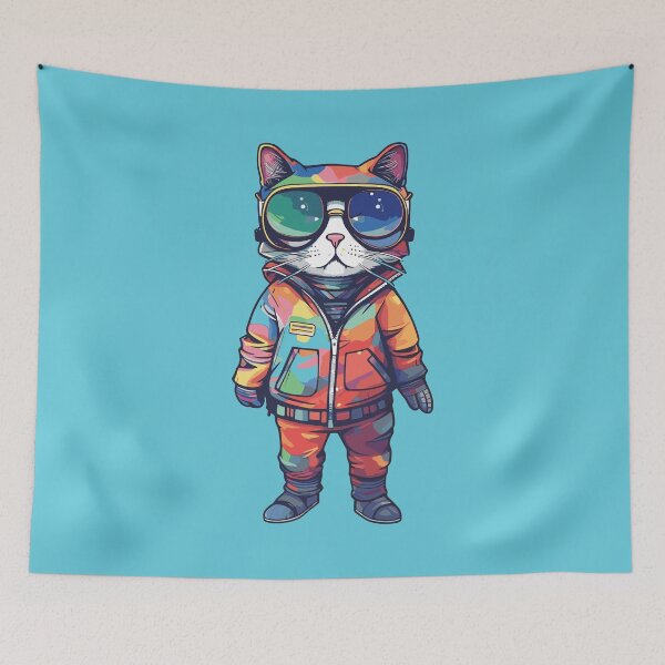 Item preview, Futuristic Multicolor Cats #7 cat hero designed and sold by SOVISART.