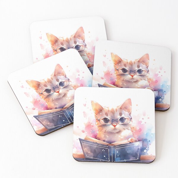 Item preview, Cat book-nerd reading books in a library designed and sold by MagicStrawberry.