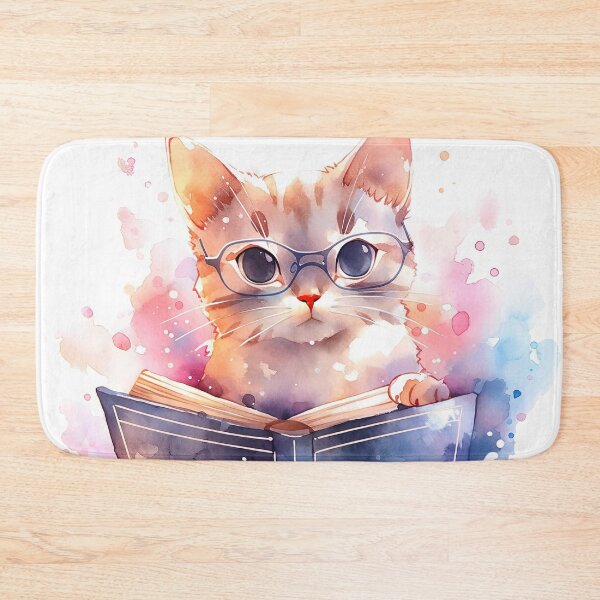 Item preview, Cat book-nerd reading books in a library designed and sold by MagicStrawberry.