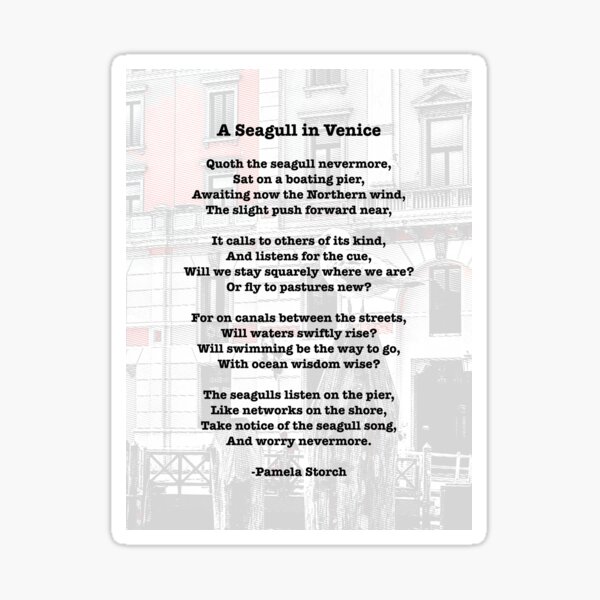 A Seagull in Venice Poem Sticker