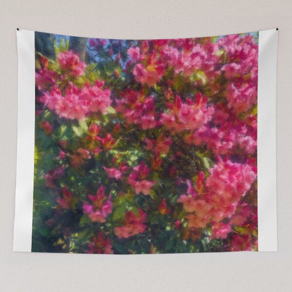 Item preview, Pink flower shrub painting designed and sold by BluestPeony.