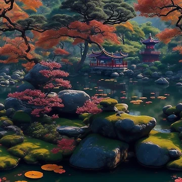 Artwork thumbnail, Chinese garden by Rothnaric