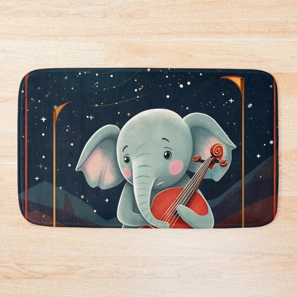 Item preview, Cartoon circus performance with elephant playing on contrabass in the circus arena. Children book illustration designed and sold by anytka.