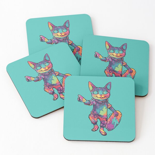 Item preview, Futuristic Multicolor Cats #11 surfing designed and sold by SOVISART.