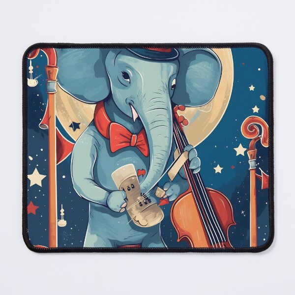 Item preview, Cartoon circus performance with elephant playing on contrabass in the circus arena. Children book illustration. designed and sold by anytka.