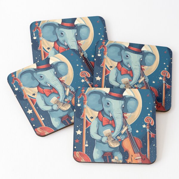 Item preview, Cartoon circus performance with elephant playing on contrabass in the circus arena. Children book illustration. designed and sold by anytka.