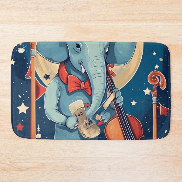 Item preview, Cartoon circus performance with elephant playing on contrabass in the circus arena. Children book illustration. designed and sold by anytka.