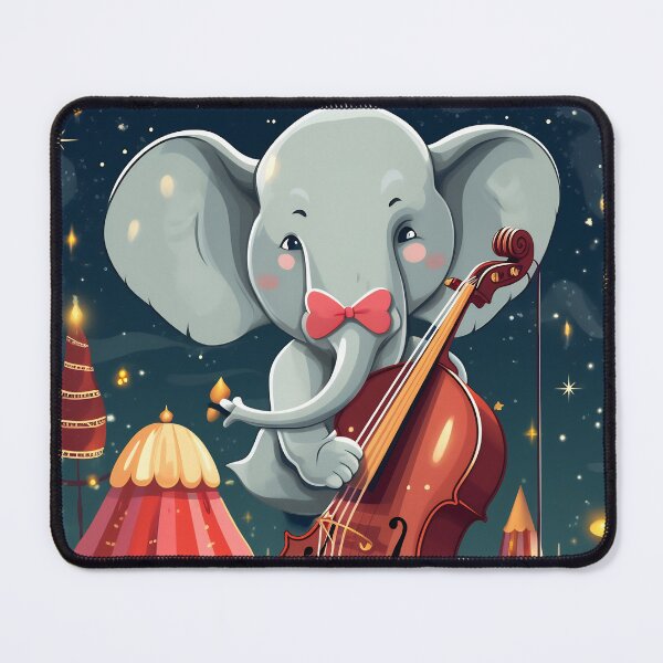 Item preview, Cartoon circus performance with elephant playing on contrabass in the circus arena. Children book illustration. designed and sold by anytka.