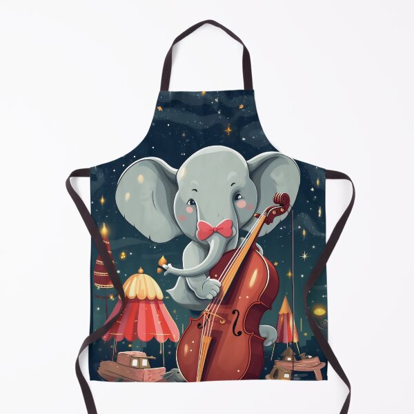 Item preview, Cartoon circus performance with elephant playing on contrabass in the circus arena. Children book illustration. designed and sold by anytka.