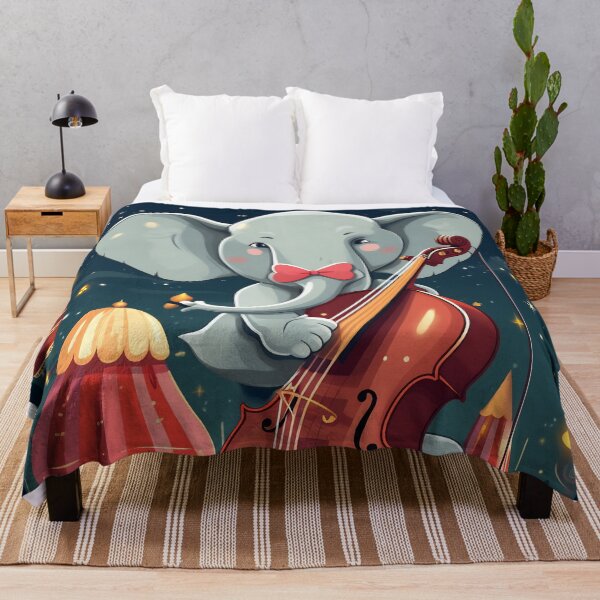 Item preview, Cartoon circus performance with elephant playing on contrabass in the circus arena. Children book illustration. designed and sold by anytka.