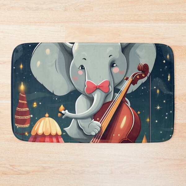 Item preview, Cartoon circus performance with elephant playing on contrabass in the circus arena. Children book illustration. designed and sold by anytka.