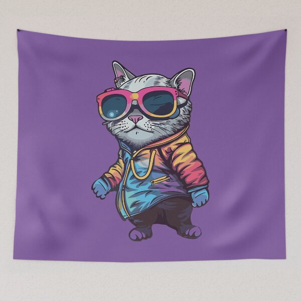 Item preview, Futuristic Multicolor Cats #12 rapper designed and sold by SOVISART.