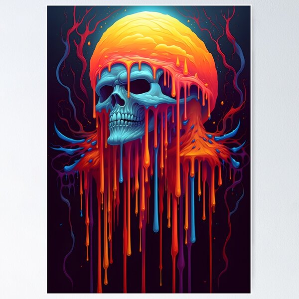Item preview, Psychedelic Dripping Art Skull 5 designed and sold by Maxouniverse.