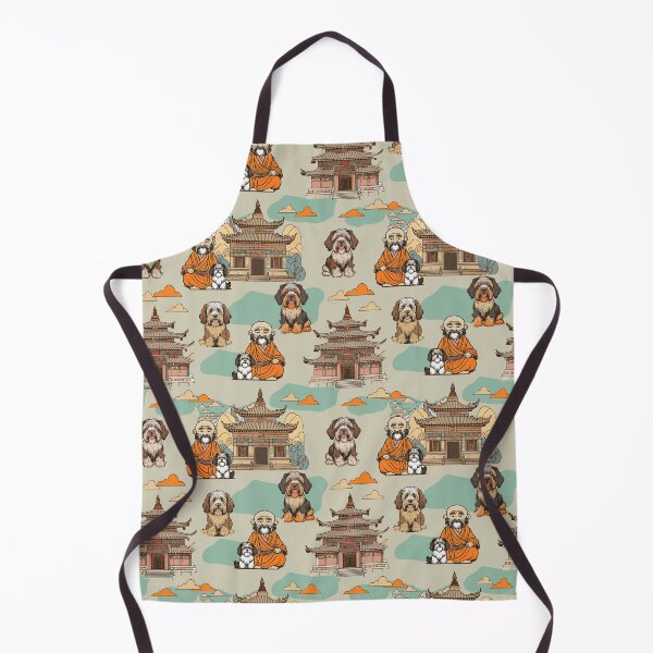 Item preview, Tibetan monk and tibetan terrier friends designed and sold by Alessandro Remo Mazzoni Remotextiles.