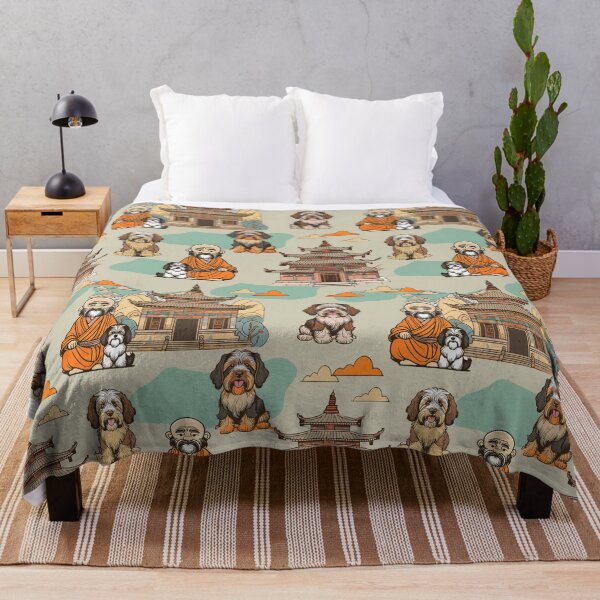 Item preview, Tibetan monk and tibetan terrier friends designed and sold by Alessandro Remo Mazzoni Remotextiles.