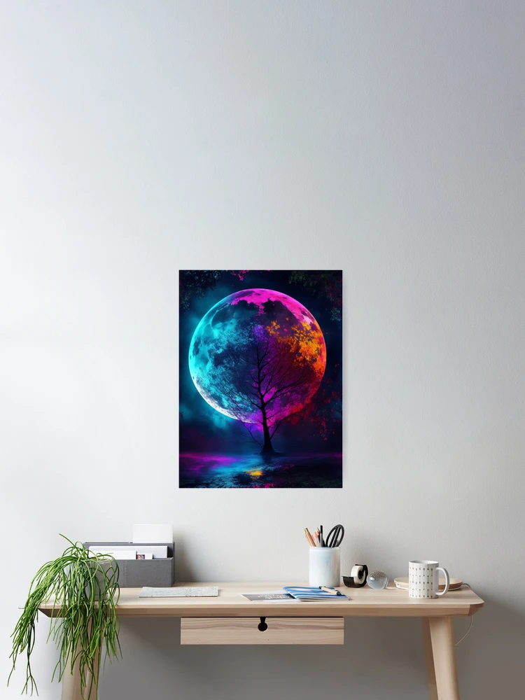 Aperçu 2 sur 3. Poster avec l'œuvre Lone tree with a dark moon créée et vendue par Rothnaric.