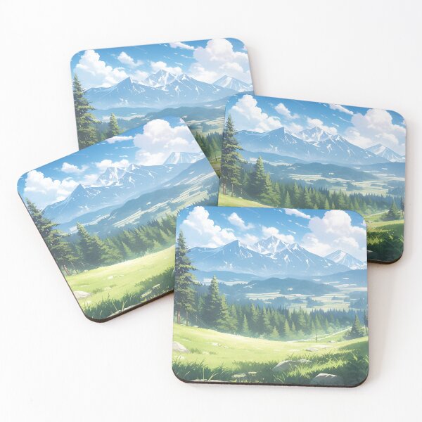 Item preview, Green Forest Mountain Landscape with Snow-Capped Mountains Design designed and sold by Wylveragon.