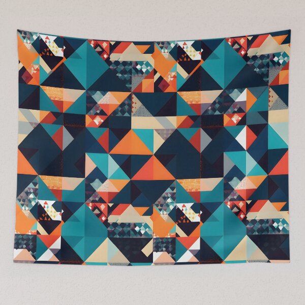 Item preview, Triangle Blue, Orange, pink Geometric Tile Pattern designed and sold by Arclight-LLC.