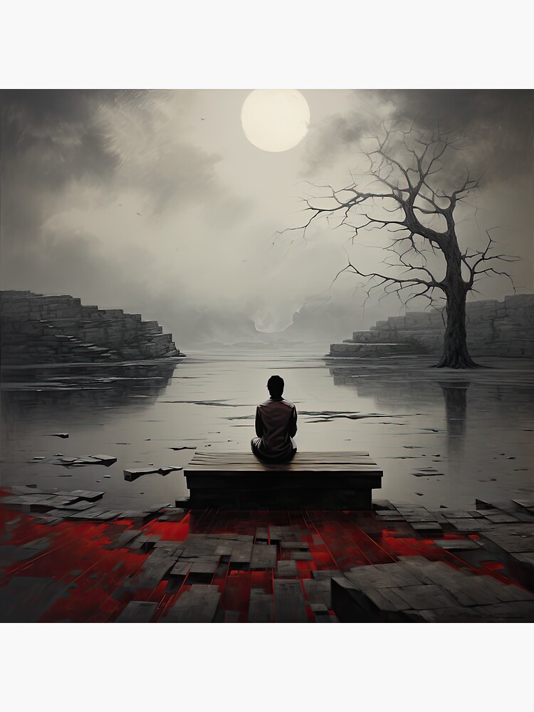 Thumbnail 3 of 3, Sticker, Loneliness - Digital Art designed and sold by Garret Bohl.