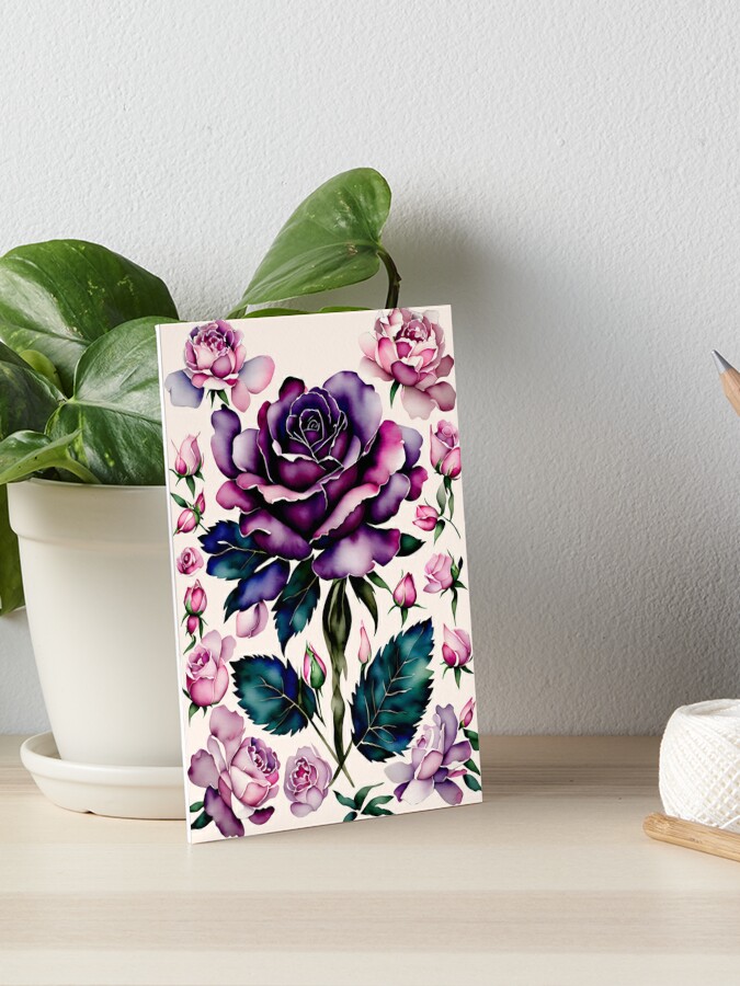 Vintage Purple Rose and Pink Roses Frame Art Board Print for Sale by  Shapes-Mania