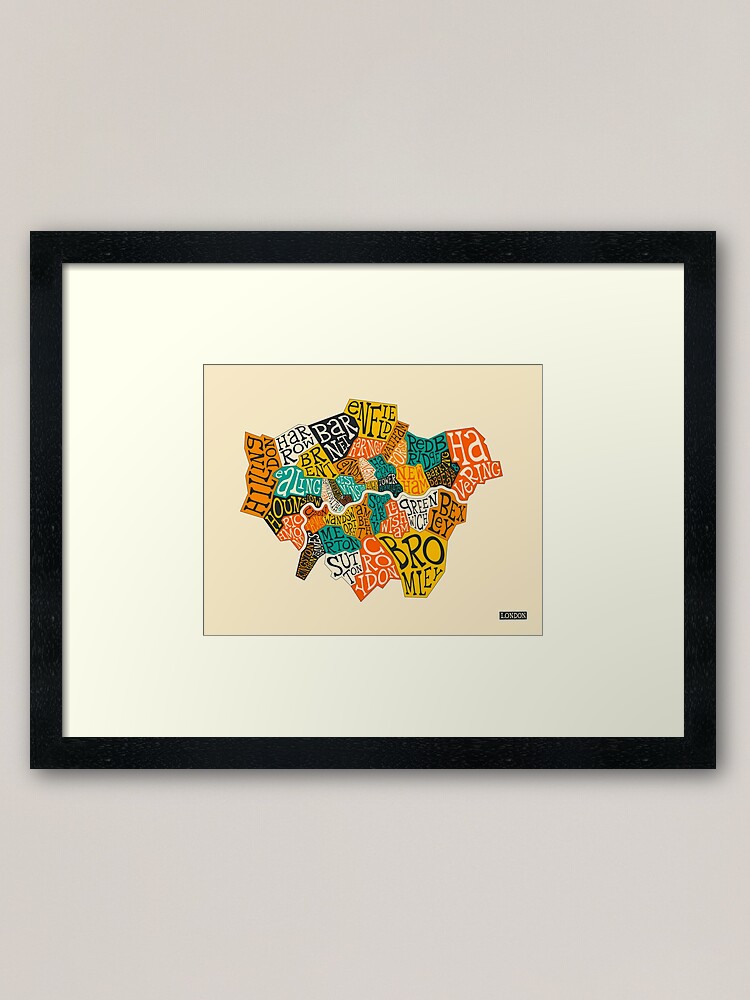 Alternate view of LONDON BOROUGHS MAP Framed Art Print