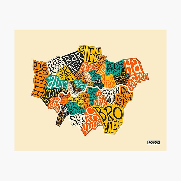 LONDON BOROUGHS MAP Photographic Print