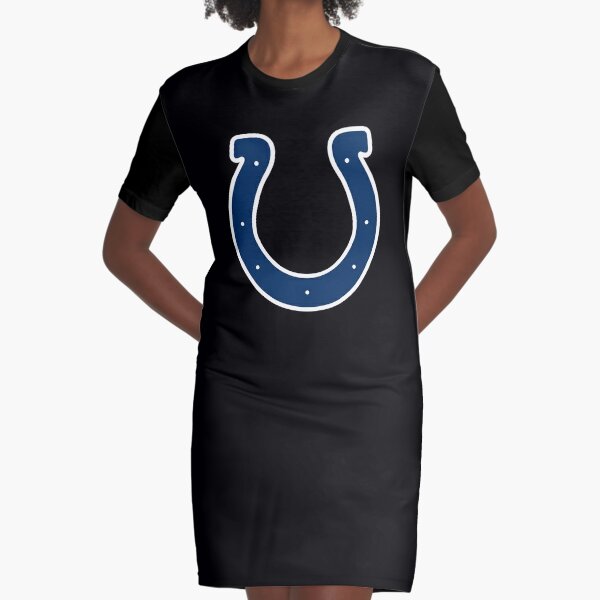 Indianapolis Colts Womens Long Sleeve Dress V-Neck T-shirt Dress Loose  Sundress