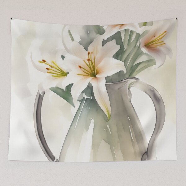 Item preview, Watercolour Jug Of Lillys, Botanical Flowers Painting designed and sold by RossWilson12.