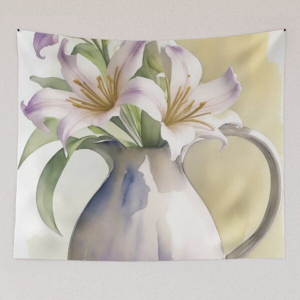 Item preview, Watercolour Jug Of Lillys, Botanical Flowers Painting designed and sold by RossWilson12.