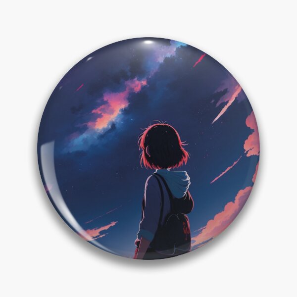 Artikelvorschau, Anime-Mädchen beobachtet den Sonnenuntergang entworfen und verkauft von HuskyTopia.