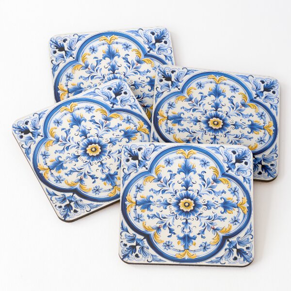 Artikelvorschau, Azulejos Azulejo Lissabon Portugal Gelb Blau Kunstdruck entworfen und verkauft von regiaart.