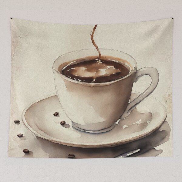 Item preview, Vintage Watercolour Coffee Cup Painting designed and sold by RossWilson12.